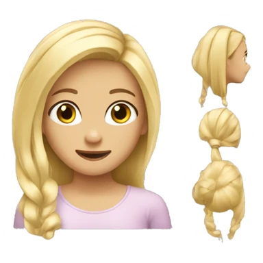 Blond girl playing with her hair sticker