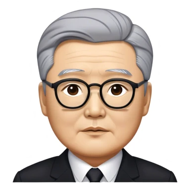 Grey haired Kim il sung wearing black sticker