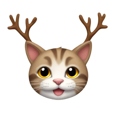 Cat with reindeer ears sticker