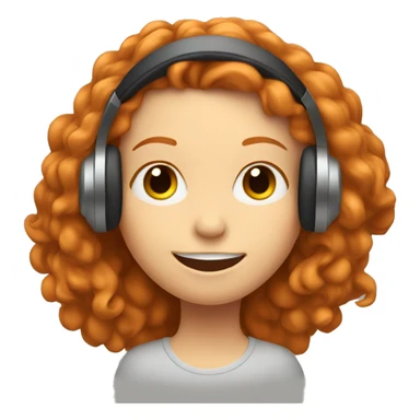 Ginger girl enjoying music in headphones sticker