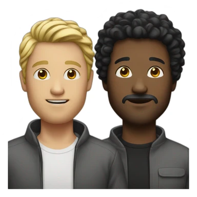 White and black men hugh sticker