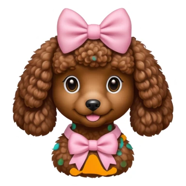 Cute Brown Poodle With Pastel Pink Bow  sticker