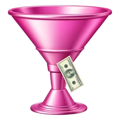 pink marketing funnel with dollars at the buttom sticker