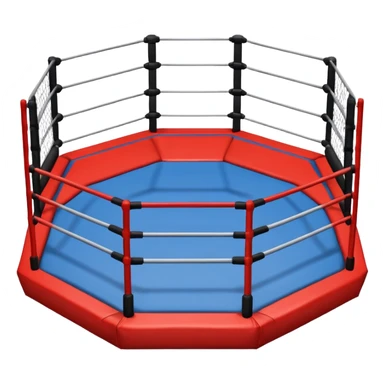 MMA cage arena object icon, octagon fighting cage with metal fence walls, padded corner posts, professional combat arena, 3D cartoon style, mobile game icon style, centered, clean background, no people, no text, no watermark
 sticker