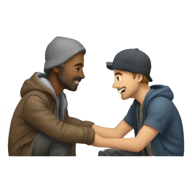 a man helping a homeless man sticker