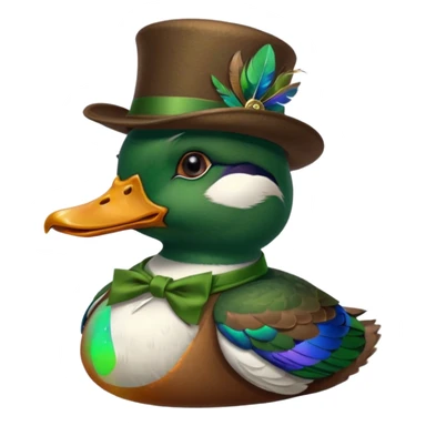 Create a mallard which has a hat and a monocle glasses
 sticker
