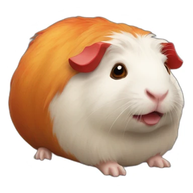 red amongus character on a guinea pig at mount doom sticker