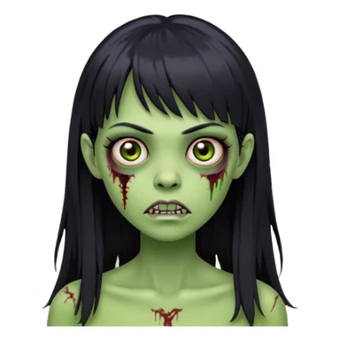 garota zumbi verde com os cabelos pretos longos e com franja curta sticker