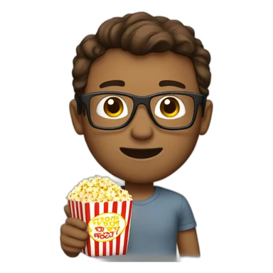 White Male with Brown Hair with Glasses Holding Popcorn sticker