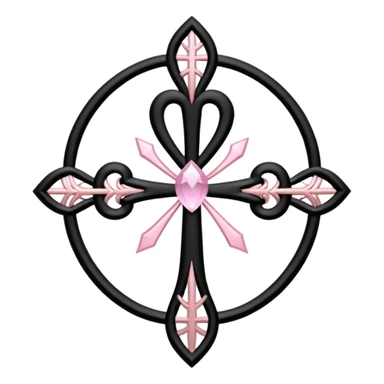 Black spiderwebs with light pink ankh  sticker