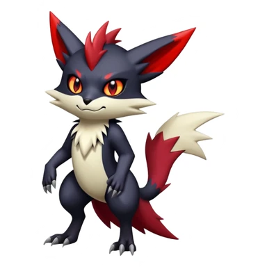 Vampiric feral emo dark Zangoose-Litten-Noibat-Fakémon-hybrid-creature (full body) sticker