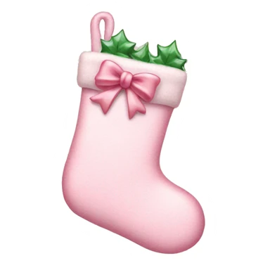 pastel pink Christmas stocking with bow sticker