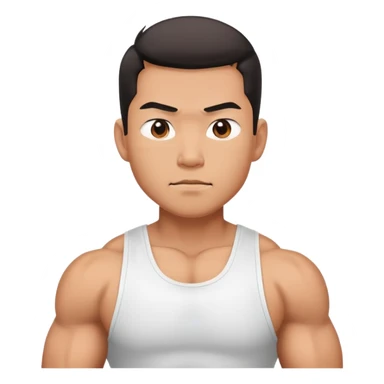 Asian man with big muscles and with white tank top sticker