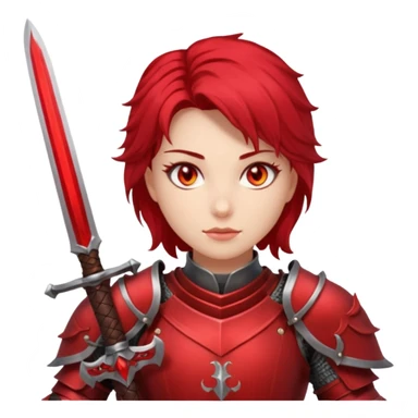 Female knight with crimson armor and blazing red eyes sticker