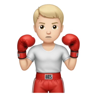white man with short hair, wearing boxing gloves, in a fighting stance sticker