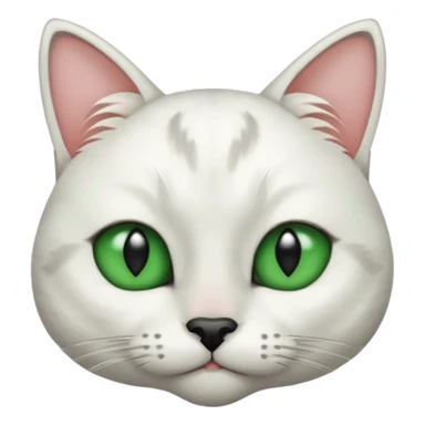 Haz una gata de ojos verdes la cara blanca con mancha negra en las orejas que agarra parte de la frente del lado der pero del iz va desde el ojo hasta la oreja la mancha, tiene la nariz negra en forma de corazón y todo lo que sobra de la cara, barbilla la nariz arriba y el lado de bigotes es blanca sticker