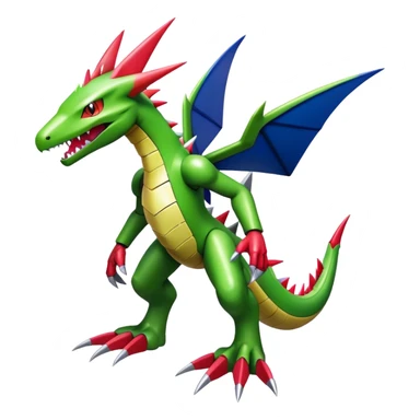 Spiky Cool Edgy shiny colorful Digimon-Fakemon-Flygon-Garchomp-Mecha, full body, two legs sticker