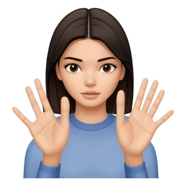 kendall jenner sagt stop und zeig mit einer handinnefläche stop ihre finger liegen aneinander sticker