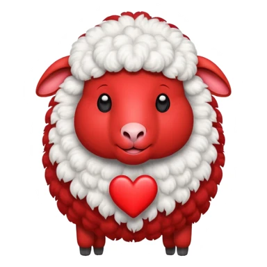 make an emoji with a red sheep. but make a sheep with a heart. but make it more animated like from animated movie and make it different from sheep you’ve made before  sticker