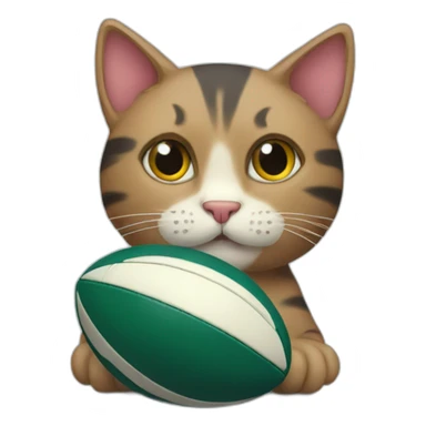 A cat with a rugby ball sticker