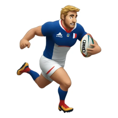 french rugby player running holding the ball sticker