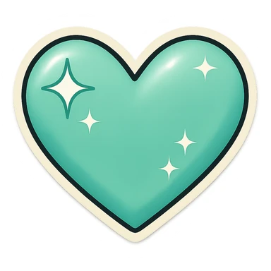 Add sparkles with a subtle gradient to the mint color heart, keep the background transparent. sticker