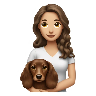Brown haired woman with tri merle long haired dachshund sticker