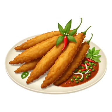 indonesian fried food with chili on a plate sticker