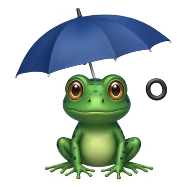 Frog hold small dark blue umbrella sticker