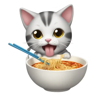 kitten eating ramen sticker