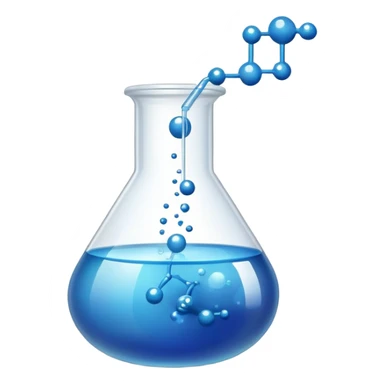 An icon featuring a chemical flask, bubbling with liquid, and an atomic structure, symbolizing chemistry. The design includes molecules, a periodic table, and laboratory equipment, representing the study of chemical reactions and elements. Transparent background highlights scientific research. sticker