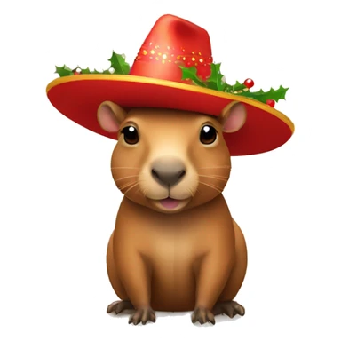 Capibara con sombrero de navidad sticker