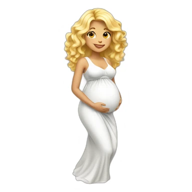 adorable pregnant blond full body women with beach-wave-hair sticker