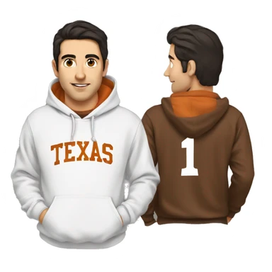 Man with dark hair, pale skin, orange Texas Longhorns hoodie sticker