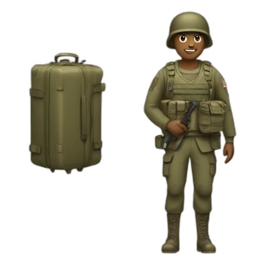 soldier with a luggage sticker