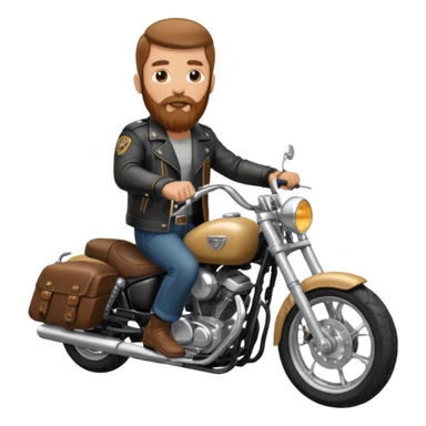 white man with long brown beard who rides a motorcycle sticker