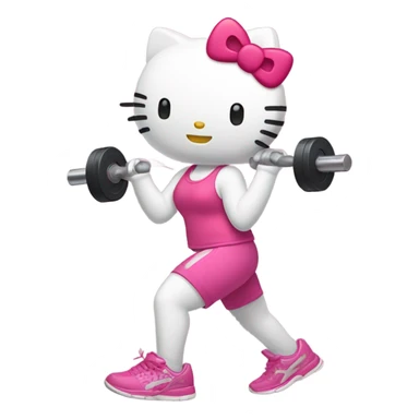 hello kitty in the gym sticker