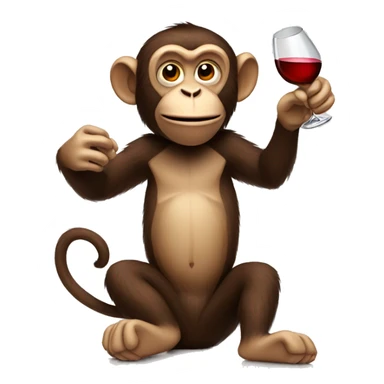 monkey drinking wine sticker