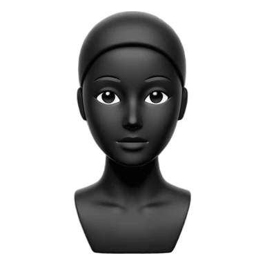 Minimalistic flat vector icon, iOS style, thin black contour on white background. Matte black mannequin in front of in 3D monochrome style. sticker