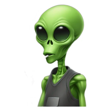 Alien smoking a cigaret sticker