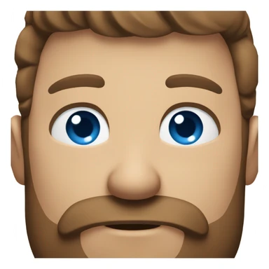 Man’s head with blue eyes, brown hair and a beard sticker