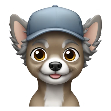 man blue eyes gray hair gray goatee ball cap holding black longhair chihuahua  sticker