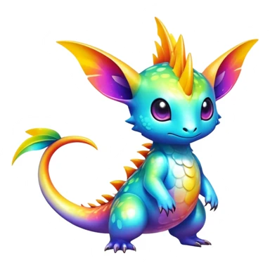 Exotic tropical shiny rare multi-colored epic cute Fakémon-creature, full body, with random markings sticker