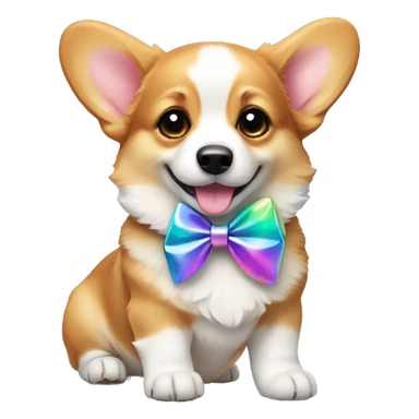 Corgi puppy with iridescent bow sticker