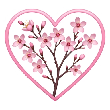 cherry blossom themed heart sticker
