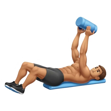 buff guy lying lats down on foam-roller sticker