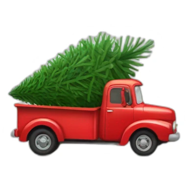 Little Red truck hauling a Christmas tree sticker