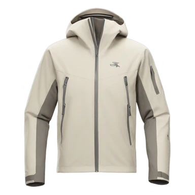 beige white Arcteryx jacket with no hood sticker
