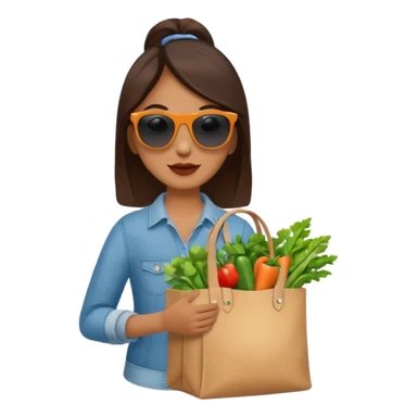 Shopper with veggie tote,Farmers’ Market. sticker