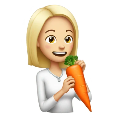 woman chomping a carrot sticker